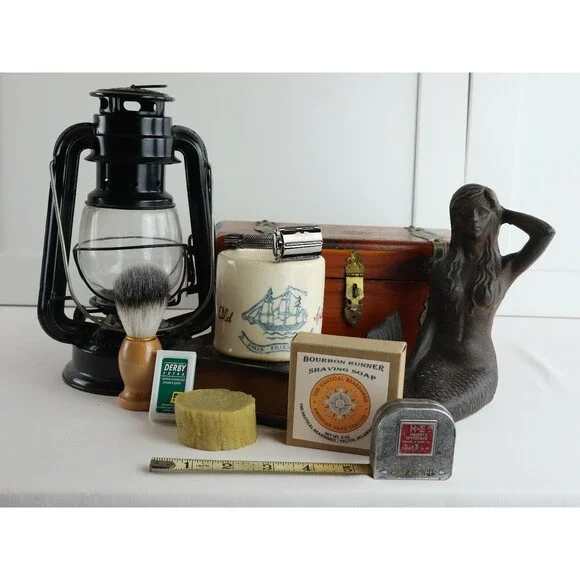 Vintage Old Spice Traditional Wet Shaving Set Shulton Glass Shaving Mug